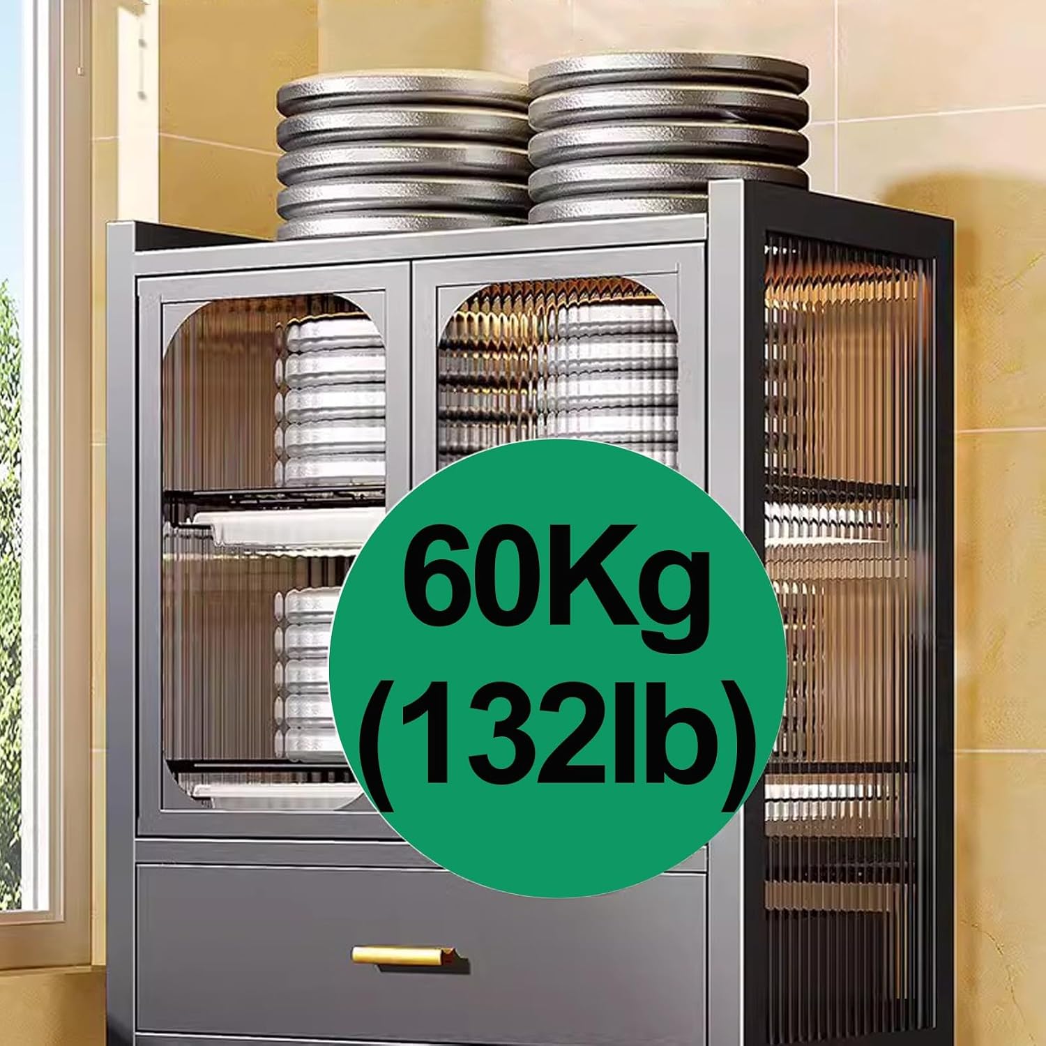 Bakers Rack with Storage, Dish Drying Rack, Dish Racks for Kitchen Counter, Microwave Stand, Kitchen Storage Cabinet, with Drawers (Color : B)