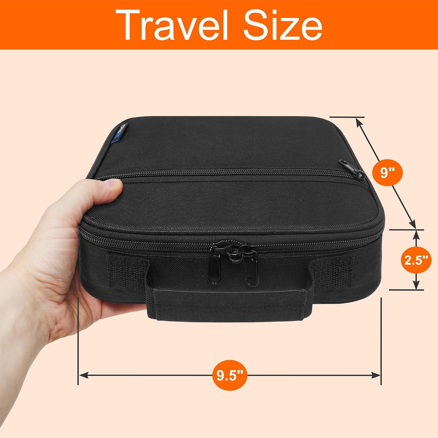 Pack of 10 - Medium Travel Pill Bottle Organizer, Medicine Bag, Carrier for Medications and Medical Supplies - Black (Without Lock)