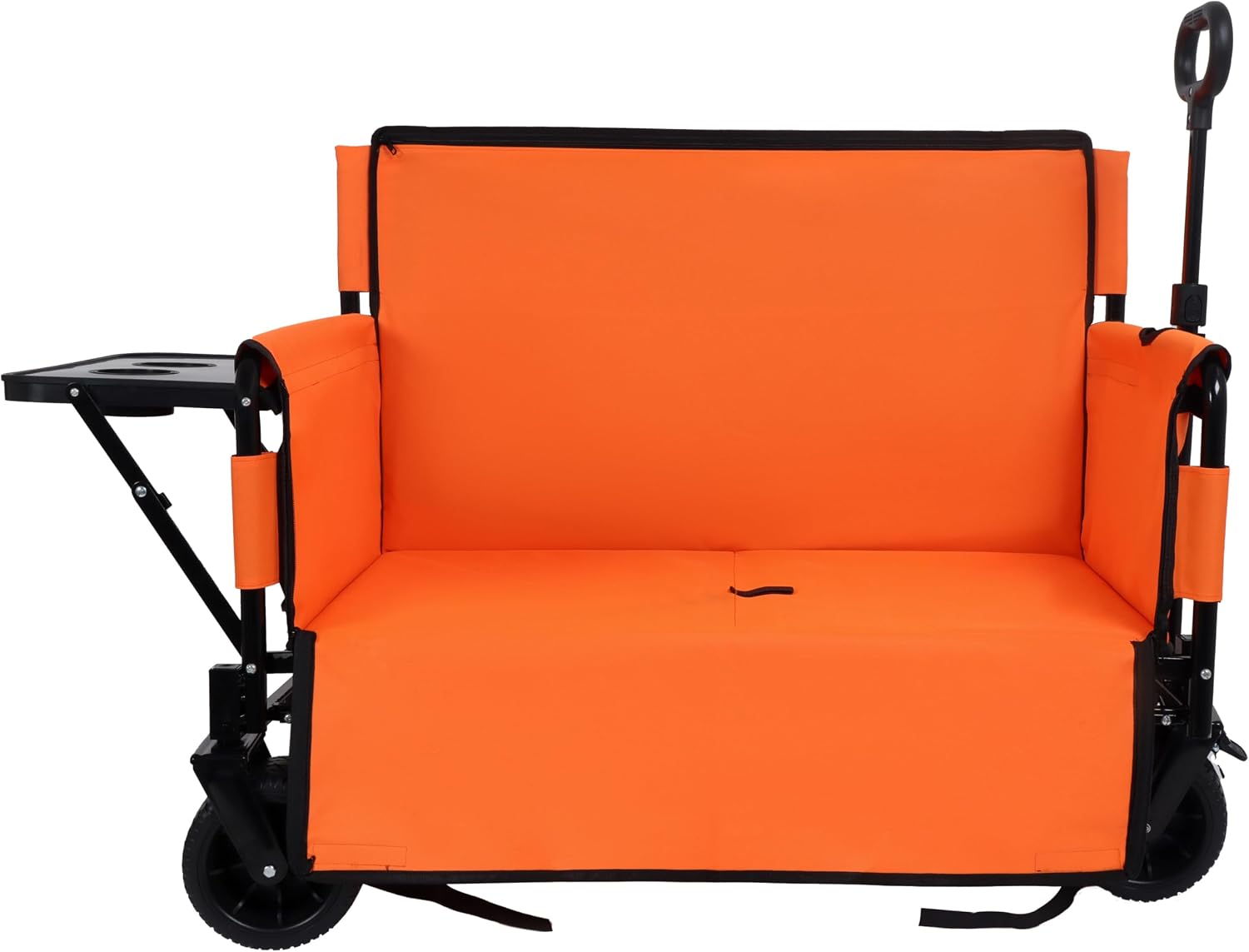 3-in-1 Convertible Folding Wagon Cart,500lbs Heavy-Duty Utility Wagon with Bench Seat & Folding Tabletop Large Beach Wagons with All-Terrain Wheels for Camping,Sports,Garden (Orange)