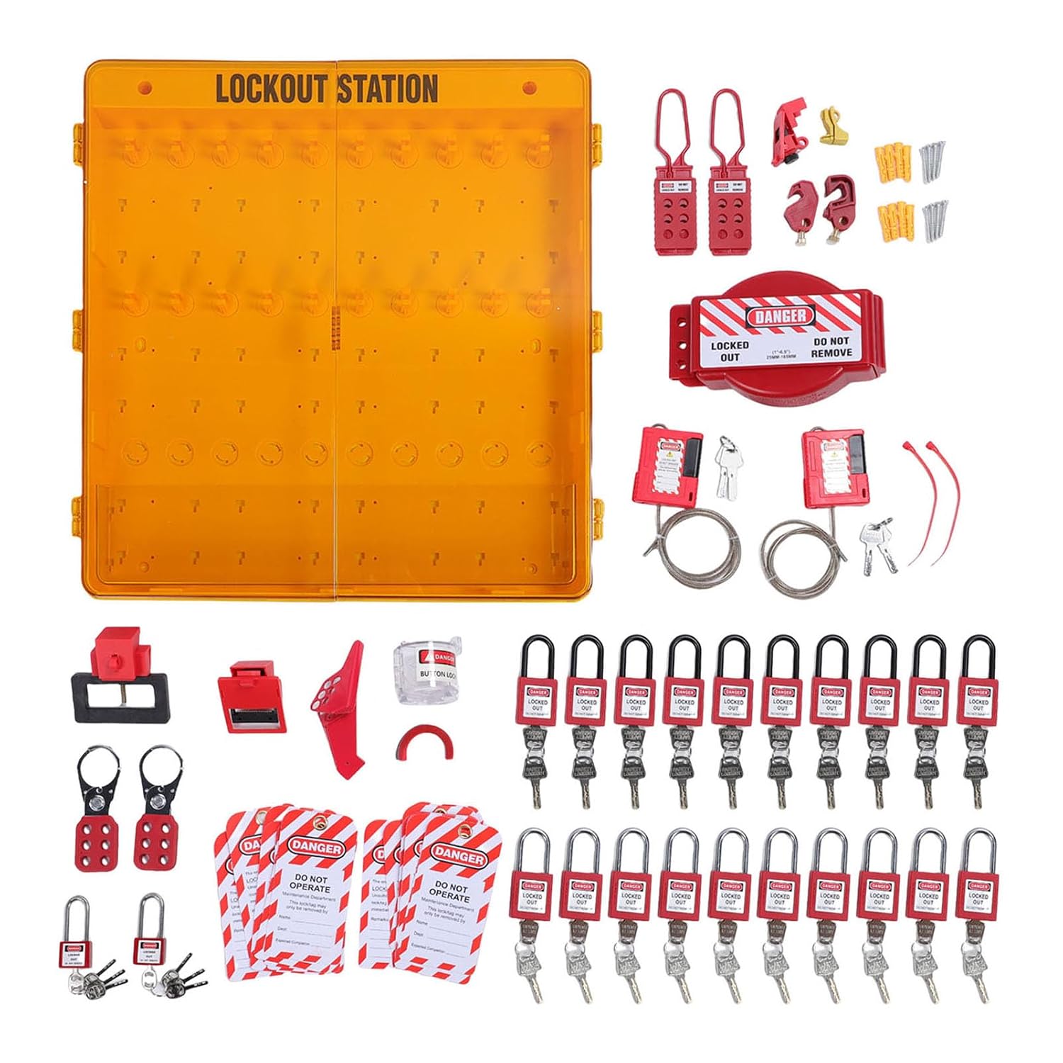 Lockout Tagout Station,Lock Out Tag Out Kit Board Loto Devices with Safety Padlocks, Lockout Hasp, Lock Out Tags, Circuit Breaker Lock, Lockout Safety Supply