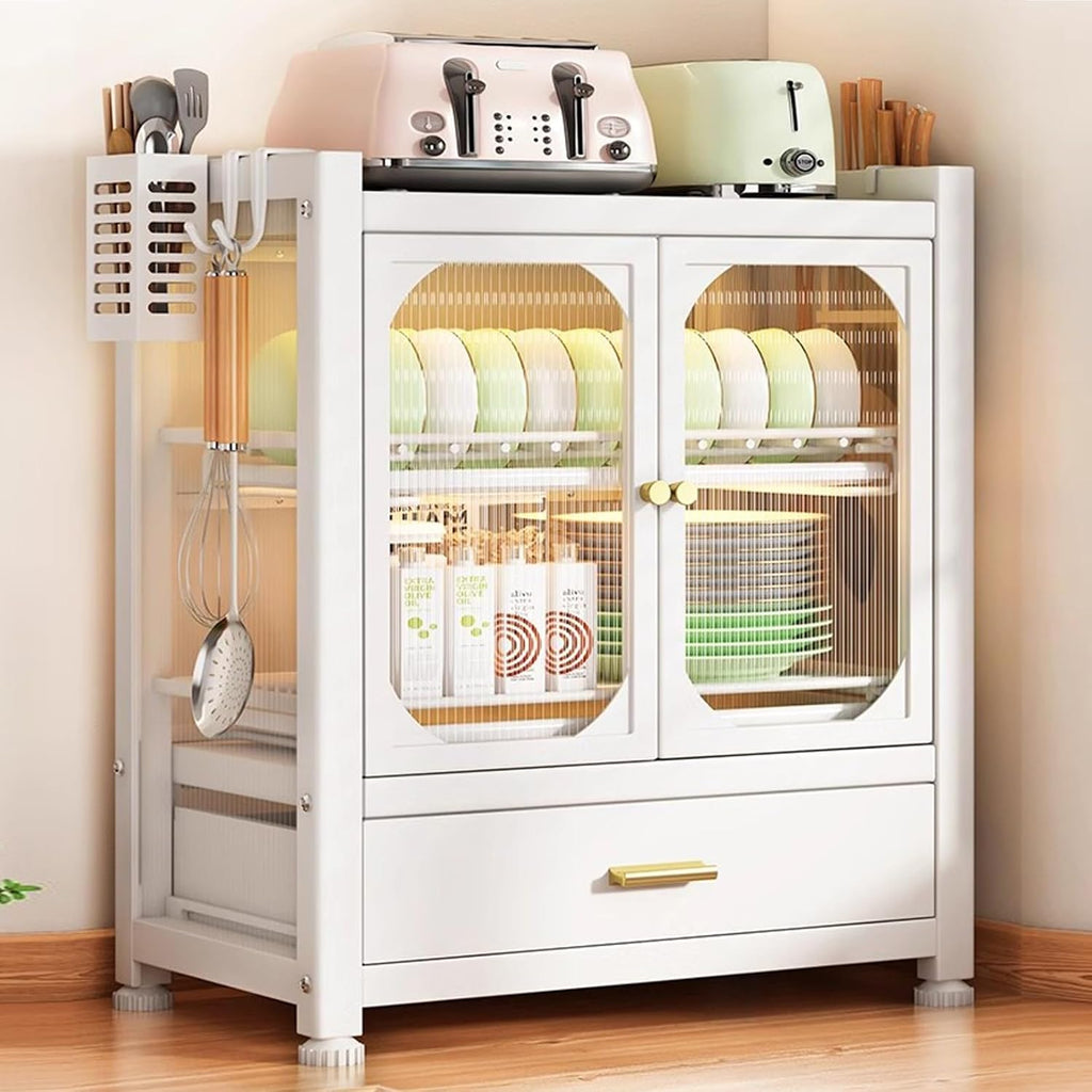 Kitchen Storage Cabinet, Dish Drying Rack, Bakers Rack, Dish Rack for Kitchen Counter, Microwave Stand, Kitchen Cabinets，with Drawer (Color : A)