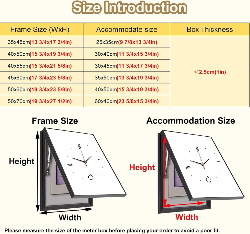 Clock Electrical Panel Cover Vertical, White Crystal Panel Breaker Box Lid Cover for Living Room/Offices, Indoor Fuse Box Cover Decorative Wall(B,35x45cm(13 3/4x17 3/4in))