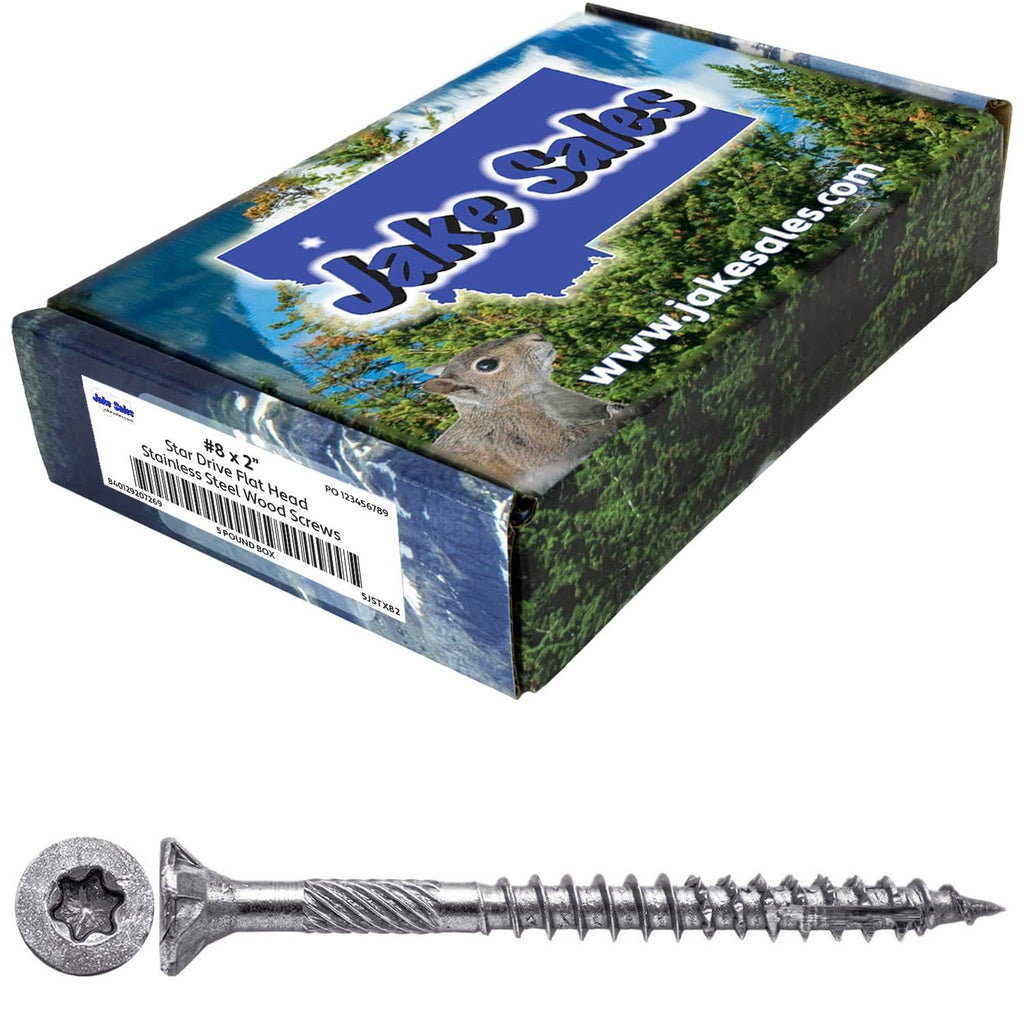 #8 x 2 Silver Star Stainless Steel Wood Screw Torx/Star Drive Head - Grade 305 Stainless Steel Torx/Star Drive Wood Screws - (5 POUNDS - 765 Approx. Screw Count)