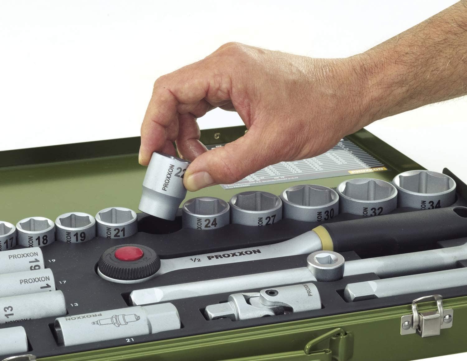 PROXXON Vadaap 23040 Socket Set, Multi-Colour, 1/4-1/2-Inch, Set of 56 Pieces