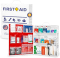 MFASCO 2021 ANSI/OSHA Compliant First Aid Kit - Large, Commercial 3-Shelf Metal Cabinet for Businesses, Wall Mountable - with Medications - ANSI Standard 2021 First Aid Kits, Class B Fill
