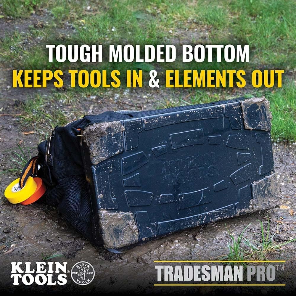 Klein Tools 55469 Tradesman Pro Wide-Open Tool Bag Made of 1680 Ballistic Weave & 70550 Hex Wrench Key Set, 11 SAE Sizes, Heavy Duty Folding Allen Wrench Tool
