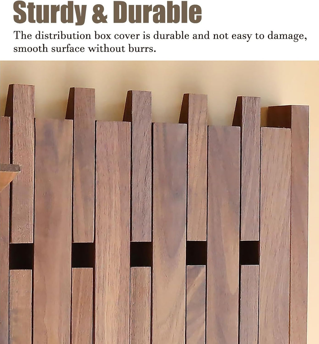 Electrical Panel Cover Wooden Fuse Box Cover Like Piano Key, Breaker Panel Cover for Hide Ugly Electrical Panels Cover, Creative Meter Box Cover Used as a Coat Rack(Multi-Colored,8 Hooks)