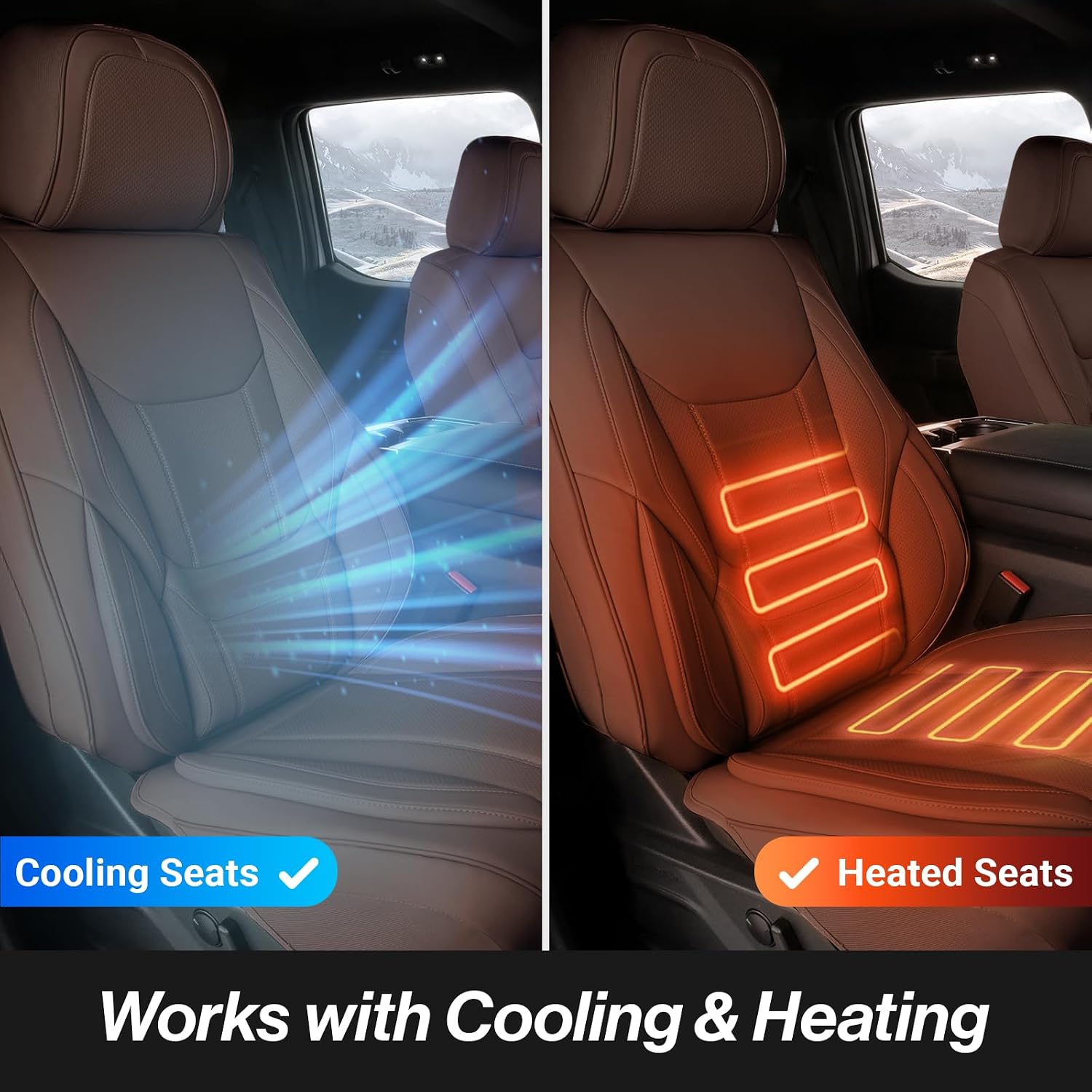 Coverland Custom Car Seat Covers Compatible with 2003-2008 Mazda, Mazda6 Sport Wagon - Premium Leather Non-Slip Memory Foam Waterproof Seat Cover Custom fit Interior Protector [Front-Dark Brown]