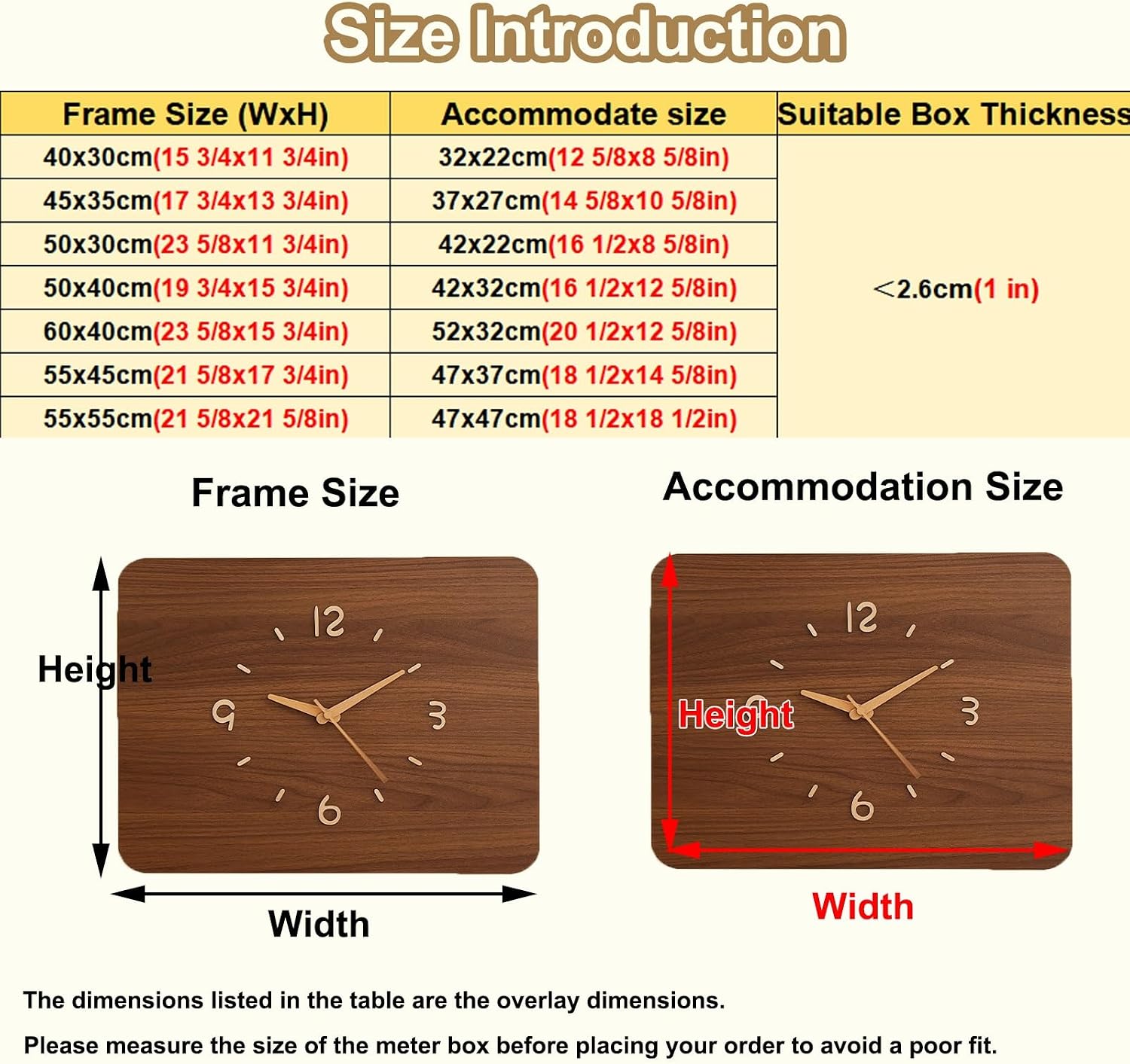 Decorative Fuse Box Covers with Clock, Modern Electric Meter Box Panel for Outside/Farmhouse/Kitchen, Hide Circuit Breaker Plate Solid Wood(42x22cm(16 1/2x8 5/8in))