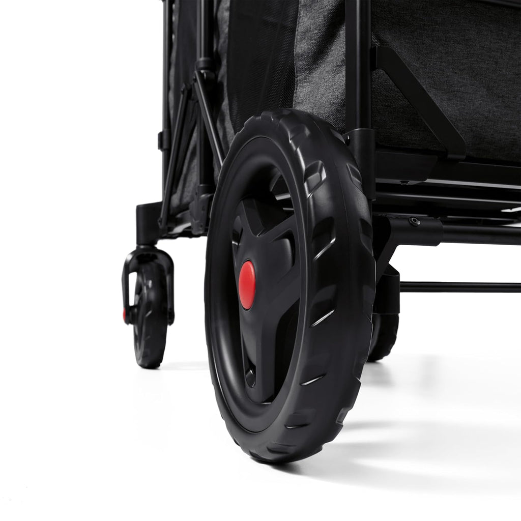 Radio Flyer Voya Stroller Wagon, for Ages 6+ Months, Extra Tall Sides, Push or Pull, 2 Seats, Dual Sun Canopies, Compact Fold, Lightweight, Storage Space, 5-Point Harnesses, Stroller Wagon for Kids