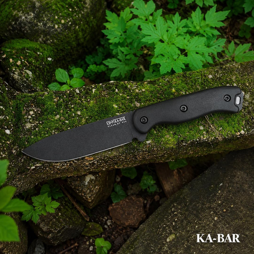 KA-BAR BK16 Becker Fixed Blade Knife 4.4' Drop Point 1095 Cro-Van Black Powder Coat Blade Grivory Handle Black