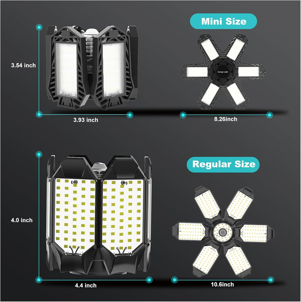 Led Garage Lights Bulb 10 Pack 120W Super Bright Ceiling Led Shop Lights 6 Deformable Panels Screw in E26/E27 6500K 12000 LM Deformable Garage Light Ideal for Basement Attic and Workshop
