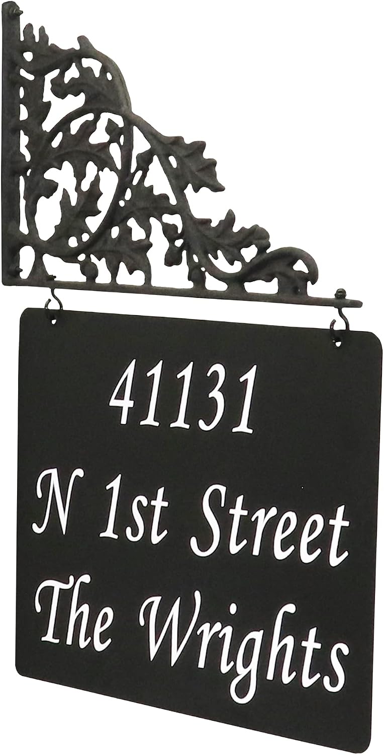Address America Double-Sided, Reflective Oak Lamppost Sign with XL Plaque