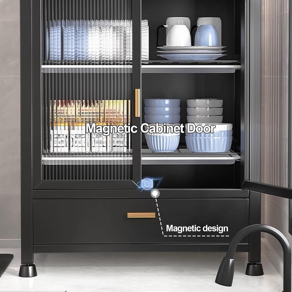 Dish Rack for Kitchen, Bakers Rack, Magnetic Cabinet Door, with Drawer, Kitchen Storage Rack, Suitable for Kitchen, Restaurant, Bathroom (Color : B)
