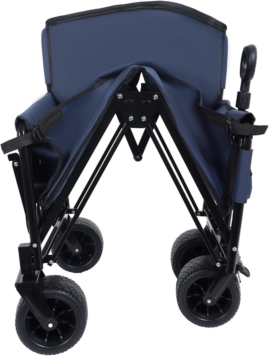 3-in-1 Heavy-Duty Folding Wagon Cart with 500lbs Capacity, All-Terrain Wheels, Rear Folding Tabletop & Bench Seat – Perfect for Camping, Beach, Sports, Garden & Grocery Hauling (Dark Blue)