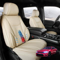 Coverland Custom Car Seat Covers Compatible with 2003-2008 Mazda, Mazda6 Sport Wagon - Premium Leather Non-Slip Memory Foam Waterproof Seat Cover Custom fit Interior Protector [Front-Beige]