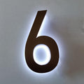 House Numbers, Stainless Steel, Up-Scale Quality, Backlit LED Illuminated Home Address Number, Lighted House Numbers, Modern Address Numbers, Black, White Light,18 Inch,6
