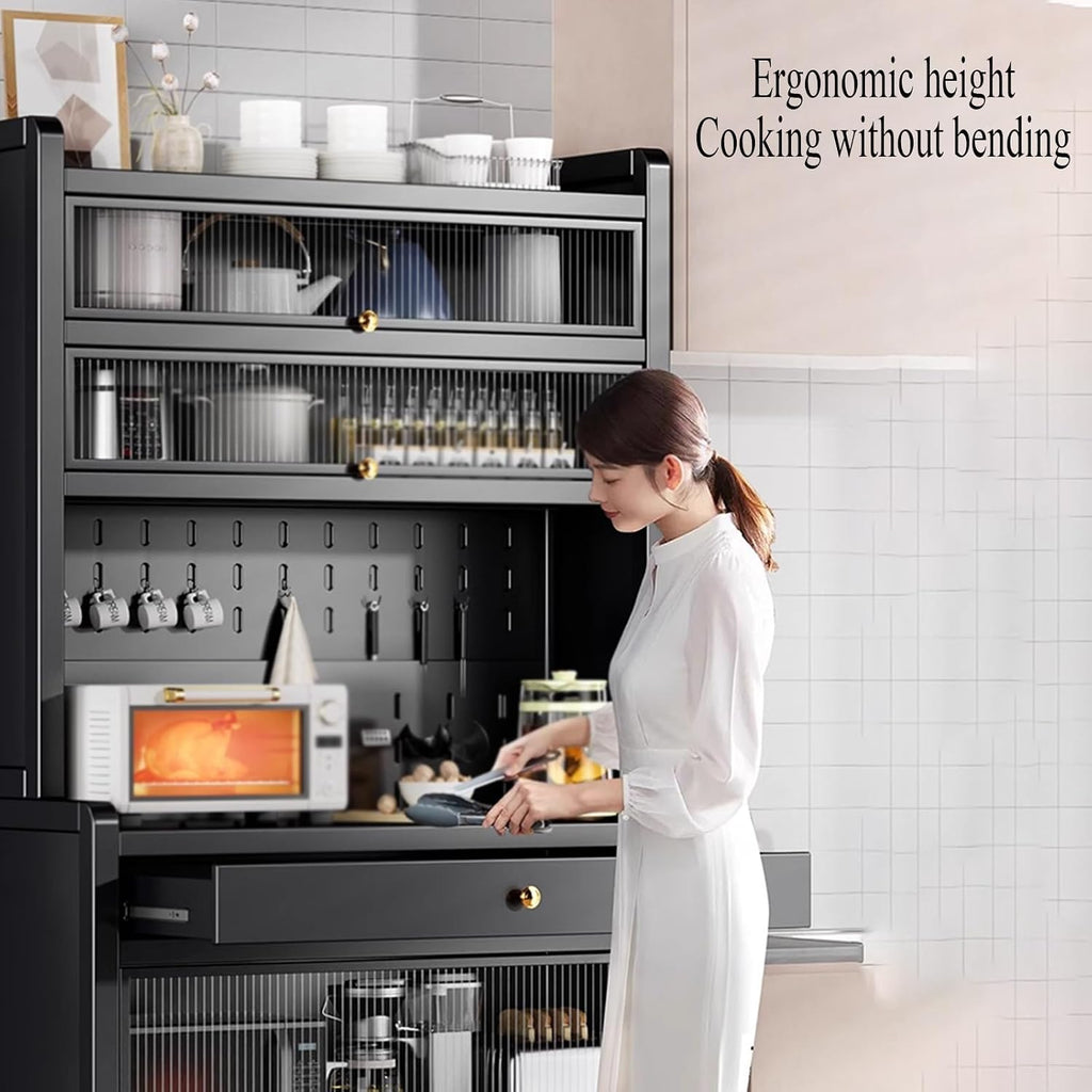 Floor Kitchen Storage Cabinets for Small Spaces, Kitchen Cabinets with Countertop and Drawers for Food Storage, Kitchen Baker's Rack with Open Operator Console(White,60cm)