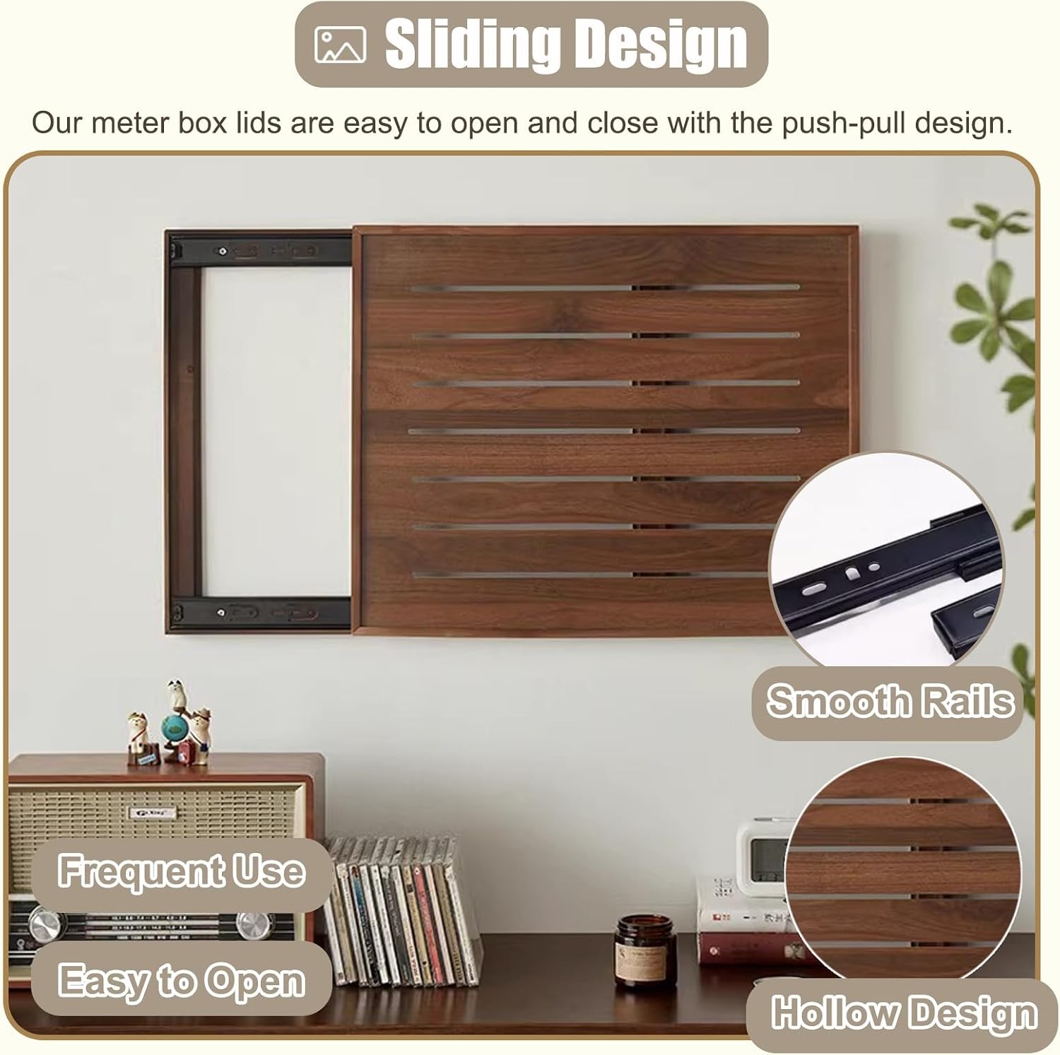 Vertical Electrical Panel Cover Wooden, Wall Mounted Circuit Breaker Box Cover for Fuse Box Replacement, Customizable Alarm Electric Panel Covers(Natural,35x45cm(13 3/4x17 3/4'))
