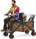 WISELD GT3 Electric Wagon Cart with Seat*1 Battery*1, All Terrain Wheels 772lbs Large Capacity Multi-Purpose Wagon for Effortless Moving,Grocery Shopping, Sports, Fishing, Garden and Camping(Khaki)
