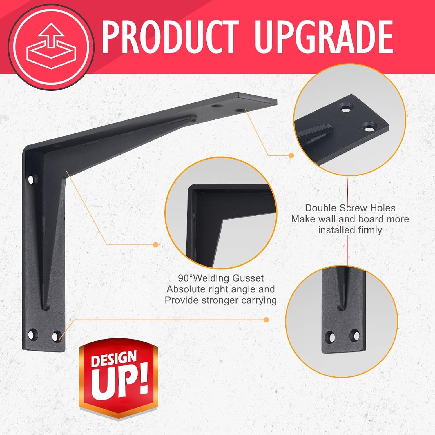 CLT 20' Black Shelf Bracket, 1/5' Thick – Heavy Duty Corner Brace, Supports 550 lbs, Industrial Modern Farmhouse Style – Right Angle Bracket for Tables, Benches, DIY Space-Saving Projects (Pack of 4)