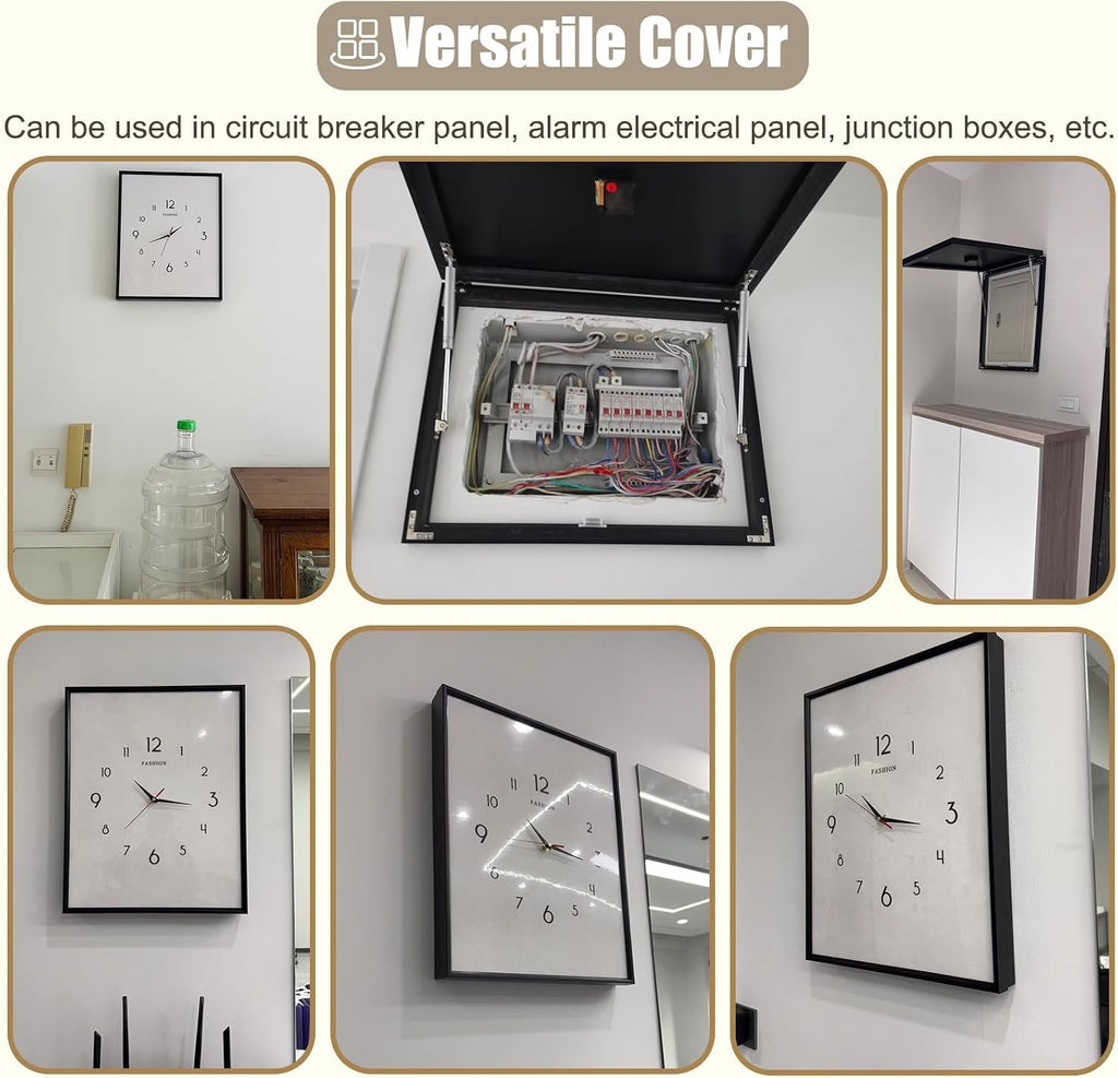 Clock Electrical Panel Cover Vertical, White Crystal Panel Breaker Box Lid Cover for Living Room/Offices, Indoor Fuse Box Cover Decorative Wall(B,40x55cm(15 3/4x21 5/8in))