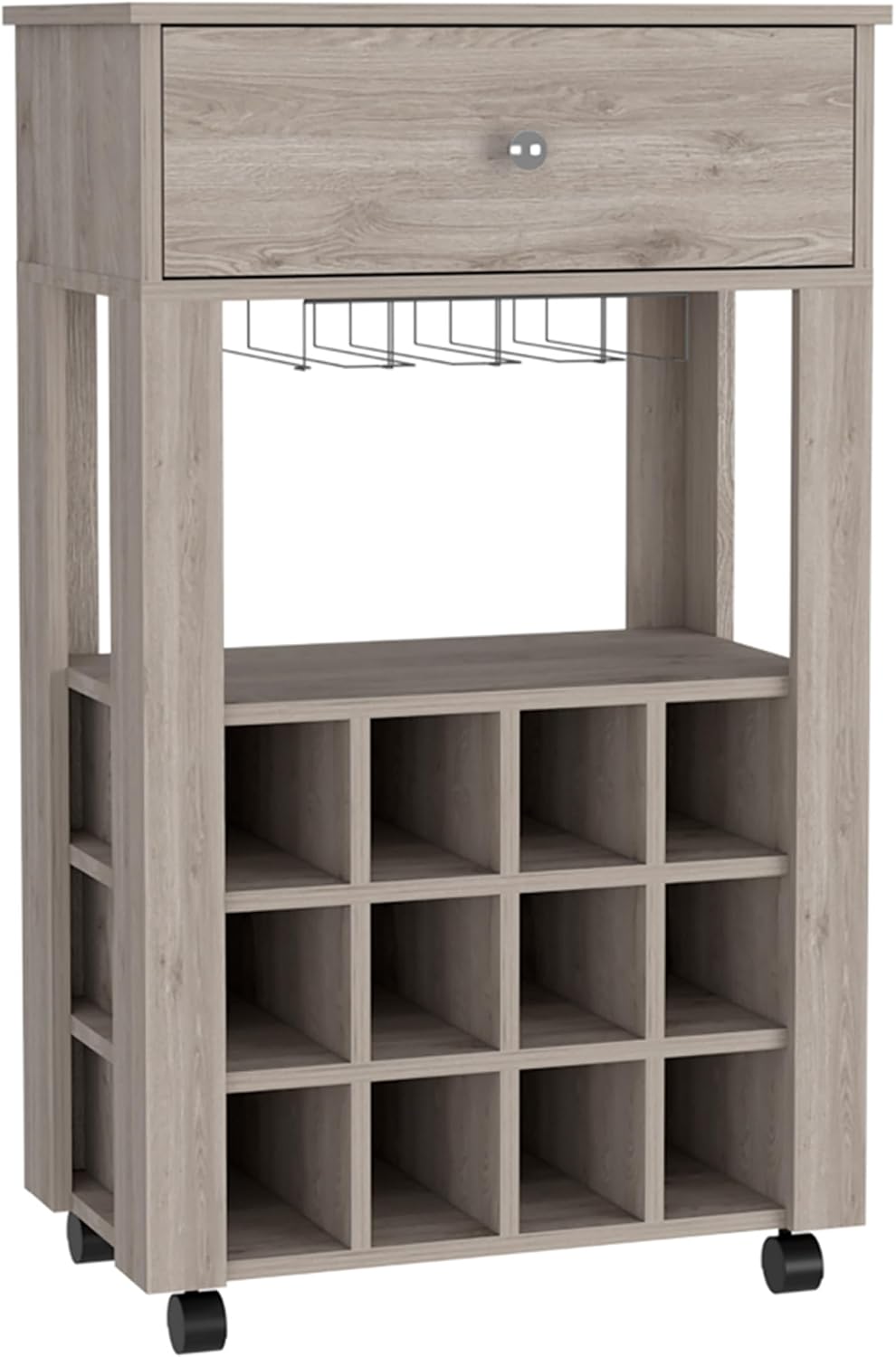 Modern Wine Cabinet,Wine Baker Rack with 1-Drawer&12-Bottle Wine Cabinet Bar Cabinet for Bar,Kitchen,Dining Room,Light Gray