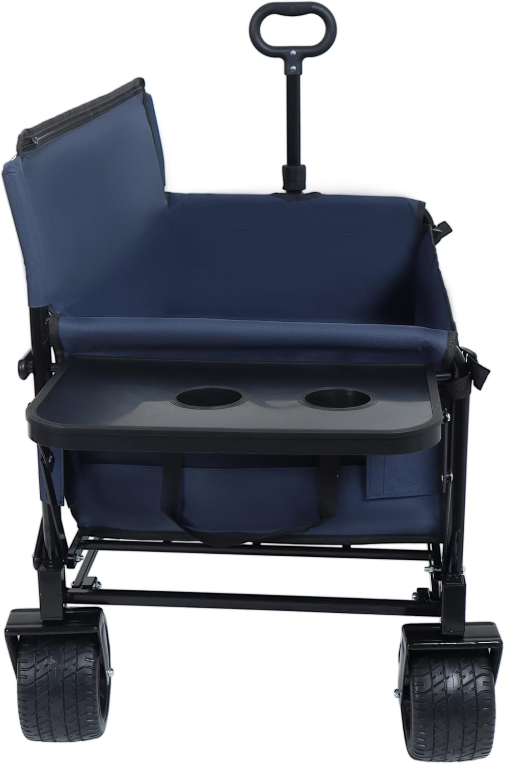CIATRE 3-in-1 Convertible Folding Wagon Cart with Bench Seat & 180L Storage - 500lbs Heavy-Duty All-Terrain Wagon for Camping, Beach, Sports & Garden Use (Dark Blue)