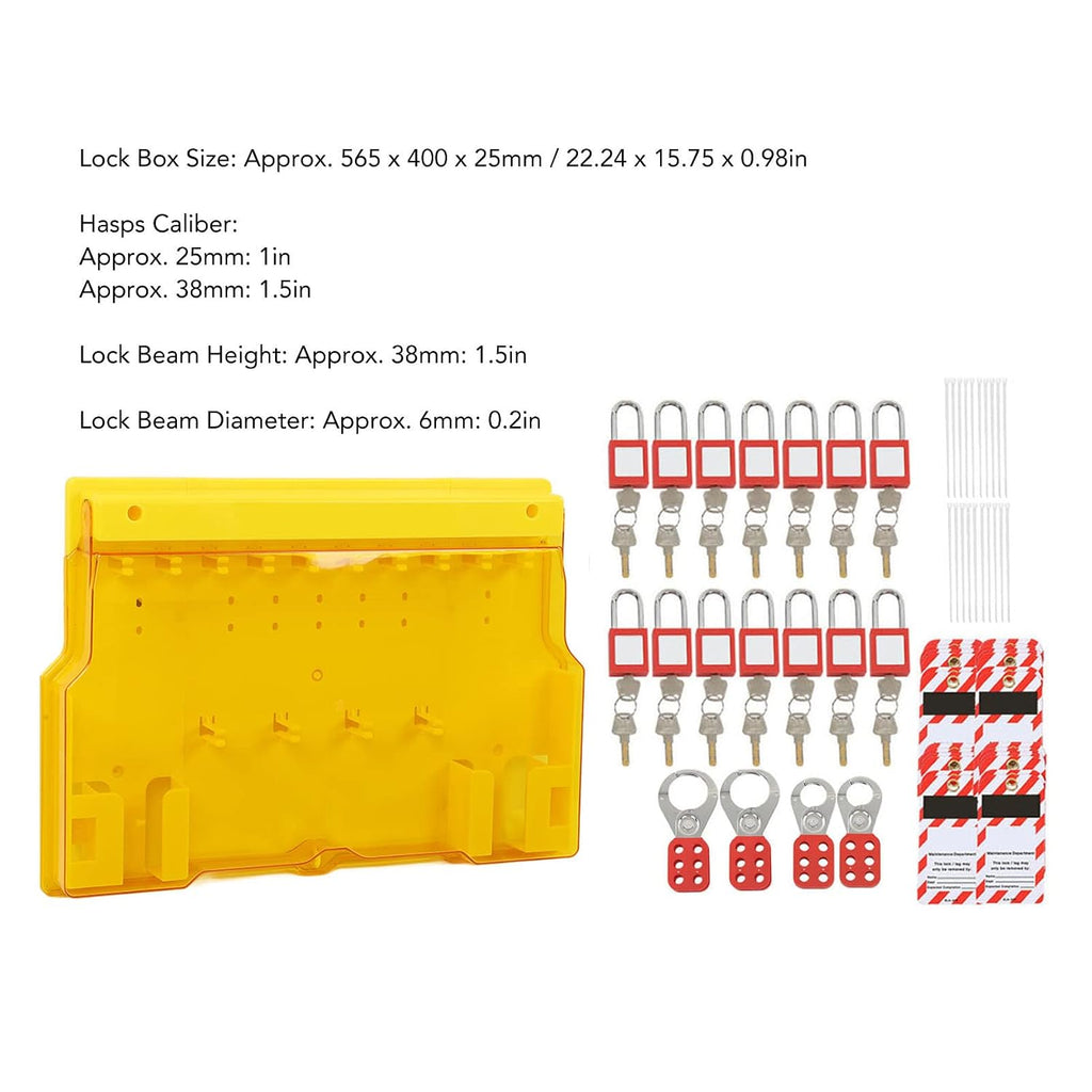 Lockout Tagout Station, Loto Kits, Lock Out Tag Out Kits, Security Lock Set, Including Padlocks Keys Hasps Hangtags Visual Lockout Kit Board, for Factory Warehouse