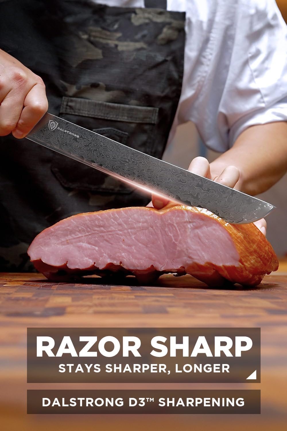 Dalstrong Meat Slicer Knife - 11'-Scorpion Series - Venom Edition - Japanese Steel Chef Knife - Spiral Sandstorm Blade Pattern - Black Honeycomb Resin Handle - w/Leather Sheath