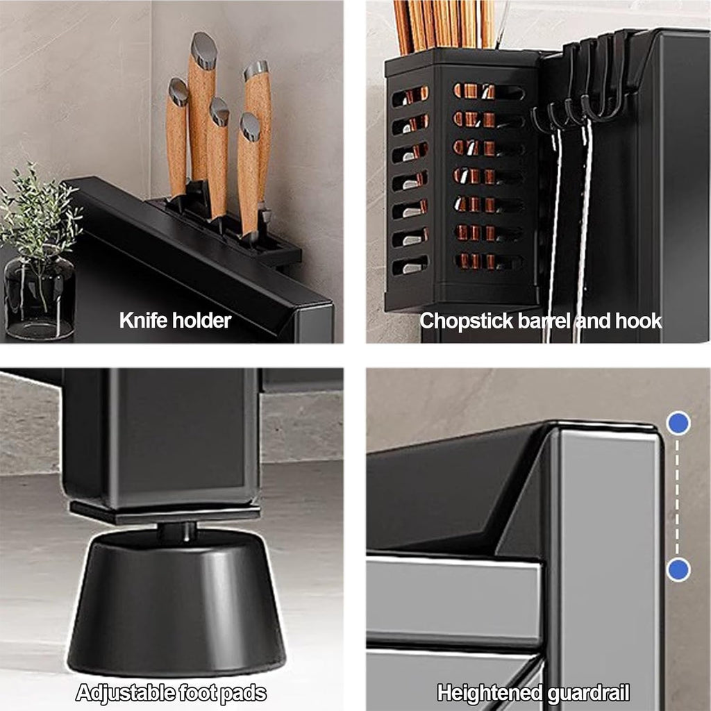 Dish Rack for Kitchen, Bakers Rack, Magnetic Cabinet Door, with Drawer, Kitchen Storage Rack, Suitable for Kitchen, Restaurant, Bathroom (Color : B)