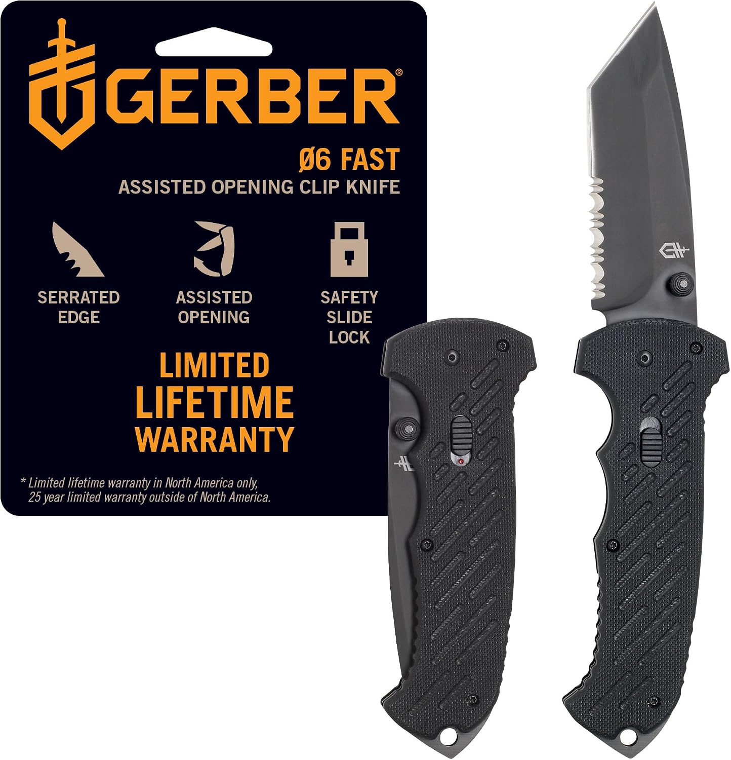 Gerber Gear 06 FAST Folding Pocket Knife, Tactical Tanto Pocket Knife with Serrated Edge for Camping and Survival