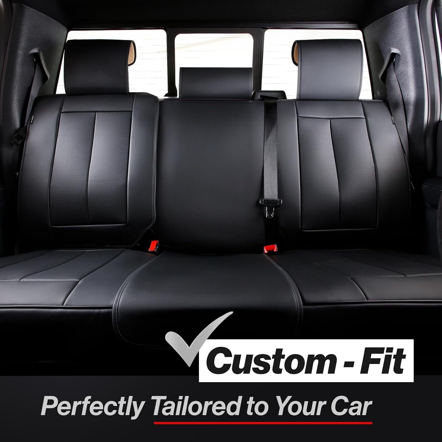 Coverland Custom Car Seat Covers Compatible with 2003-2008 Mazda, Mazda6 Sport Wagon - Premium Leather Non-Slip Memory Foam Waterproof Seat Cover Custom fit Interior Protector [Rear-Black]