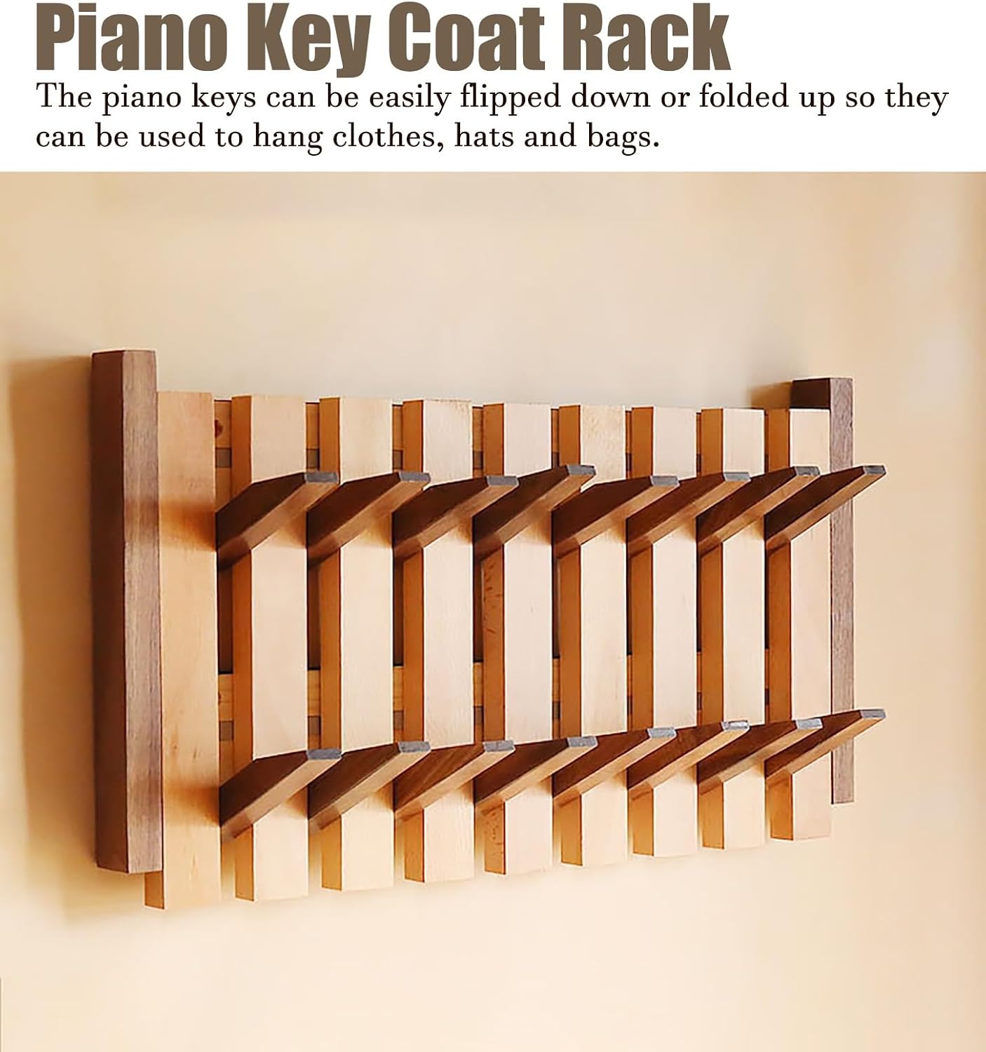 Electrical Panel Cover Wooden Fuse Box Cover Like Piano Key, Breaker Panel Cover for Hide Ugly Electrical Panels Cover, Creative Meter Box Cover Used as a Coat Rack(Multi-Colored,8 Hooks)