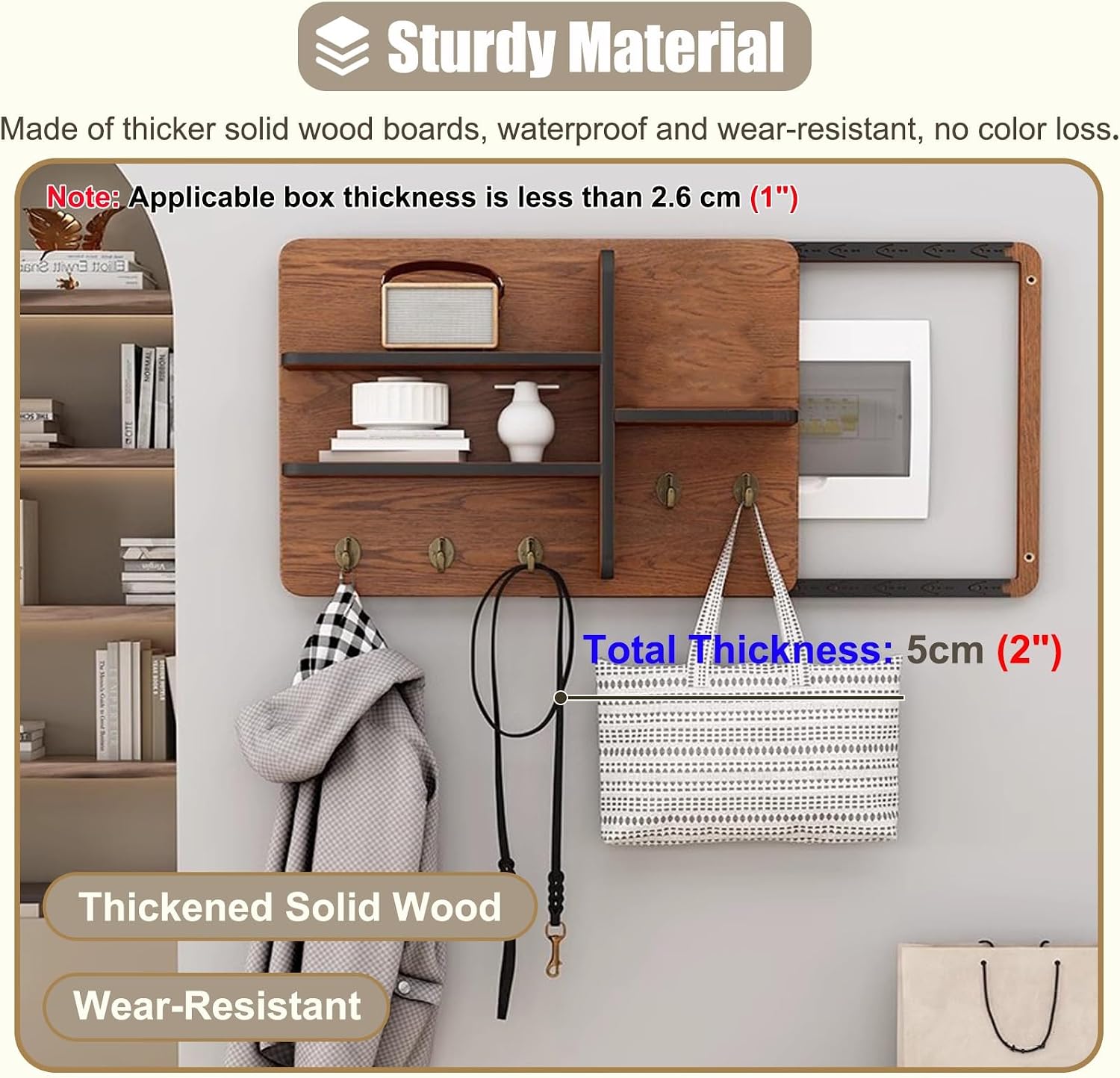 Sliding Door Electrical Panel Box Cover Wooden, Wall Mounted Hide Breaker Box Cover for Circuit Distribution Box, Indoor Meter Box Covers(Style/C,55x45cm(21 5/8x17 3/4'))