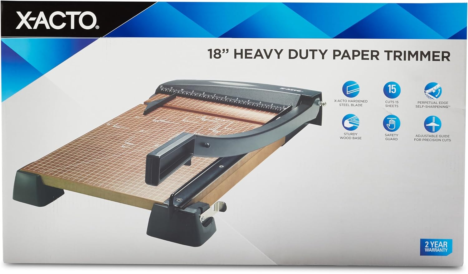 X-ACTO Heavy Duty Wood Base Paper Trimmer, 18 Inch Cut