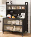 5-Tier Bakers Rack for Kitchen l Sideboard Baker's Storage Cabinet Multifunctional Microwave Stand with Accessories Storage Cabinets with Flip Door for Home,Living Room