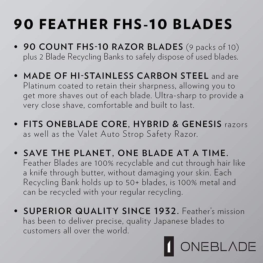 240 Feather FHS-10 Japanese Steel Razor Blades - Refill for OneBlade Core, Hybrid, & Genesis Razors
