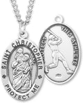 Heartland Men's Sterling Silver Saint Christopher Baseball Medal – Made in USA, Custom Chain Options, Ideal Present for Athletes, Baseball Players, and Sports Enthusiasts