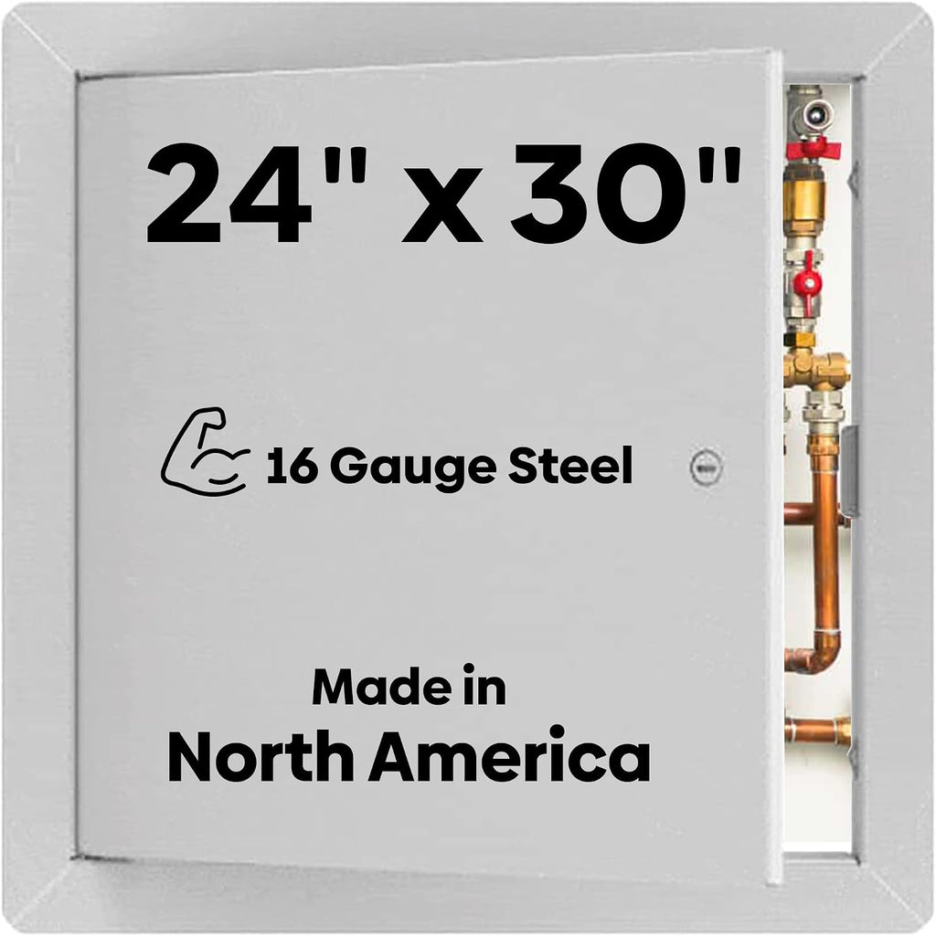 BEST BA-AHD 24' x 30' Metal Access Panel with Concealed Pin Hinge, LEED Compliant 16-Gauge Steel Access Door for Non-Rated Drywall/Ceilings, White Drywall Panel with Rounded Corners, Screwdriver Latch