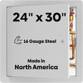BEST BA-AHD 24' x 30' Metal Access Panel with Concealed Pin Hinge, LEED Compliant 16-Gauge Steel Access Door for Non-Rated Drywall/Ceilings, White Drywall Panel with Rounded Corners, Screwdriver Latch