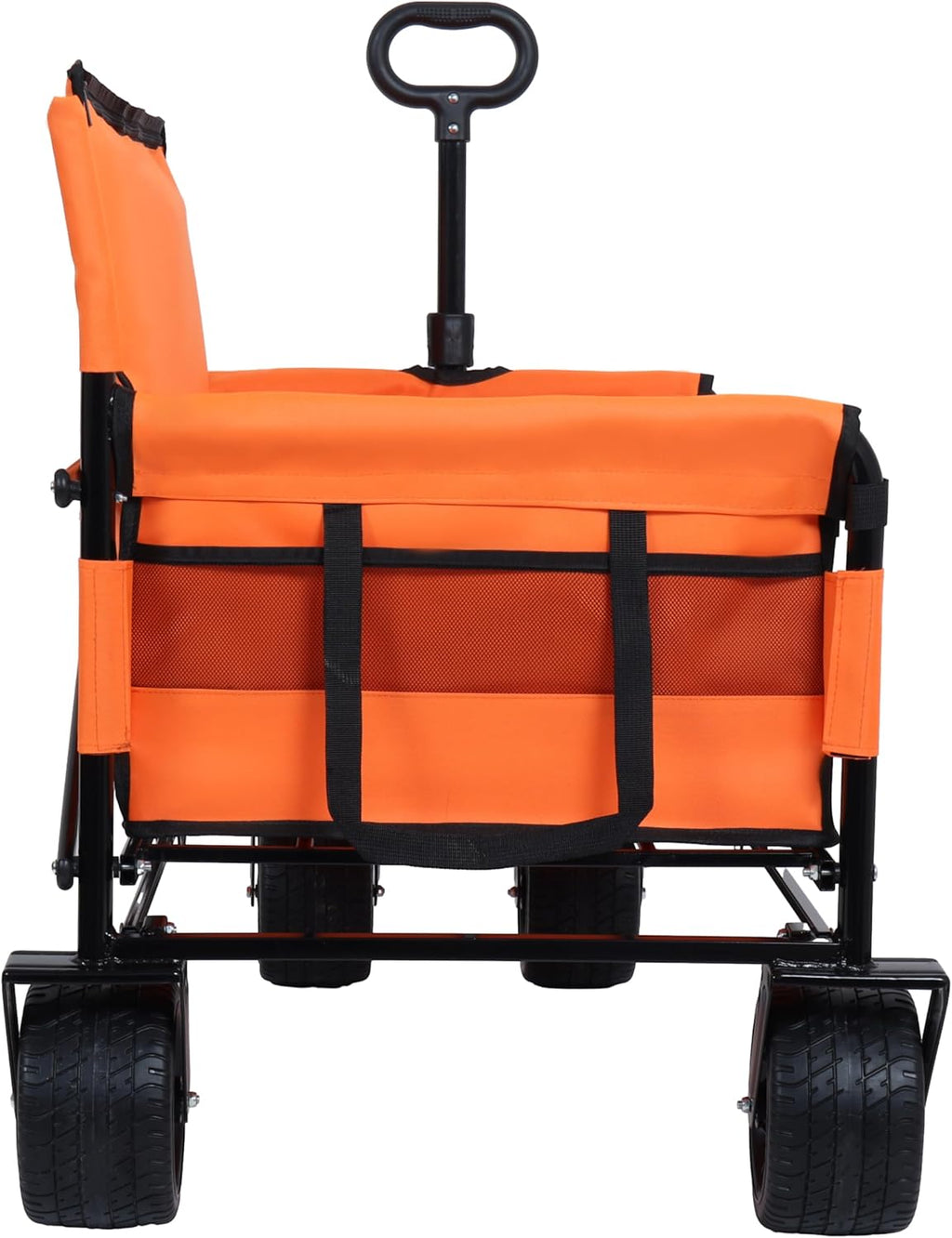 3 in 1 Convertible Folding Wagon Cart with Bench Seat Storage 500lbs Heavy Duty Utility Wagon, 180L Capacity All Terrain Wheels for Camping, Beach, Sports, Garden, Orange