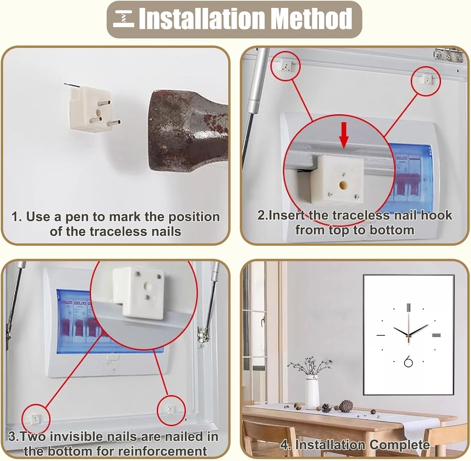 Clock Electrical Panel Cover Vertical, White Crystal Panel Breaker Box Lid Cover for Living Room/Offices, Indoor Fuse Box Cover Decorative Wall(B,40x50cm(15 3/4x19 3/4in))