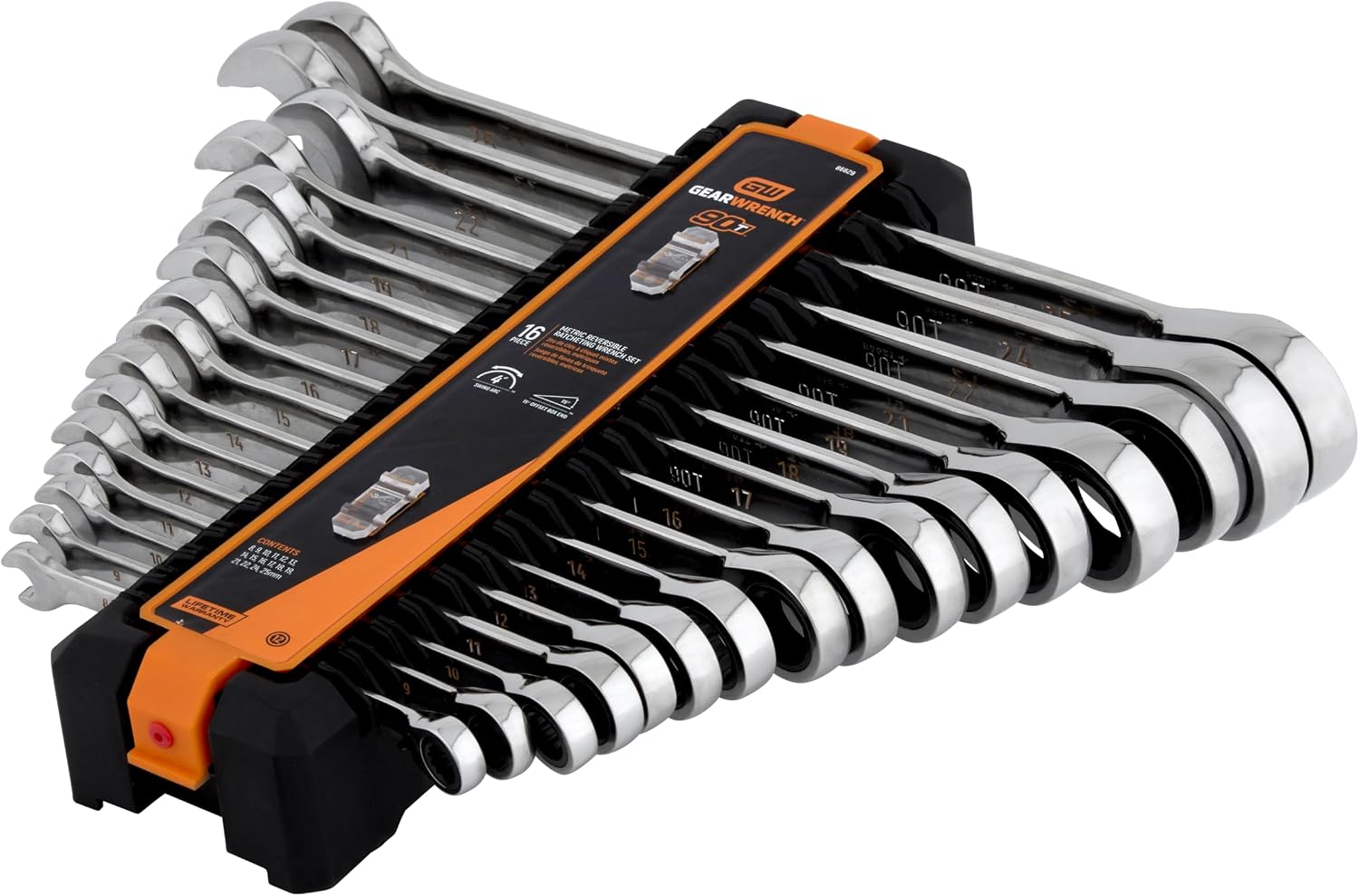 GEARWRENCH 16 Piece 90-Tooth 12 Point Metric Reversible Ratcheting Wrench Set | 86629