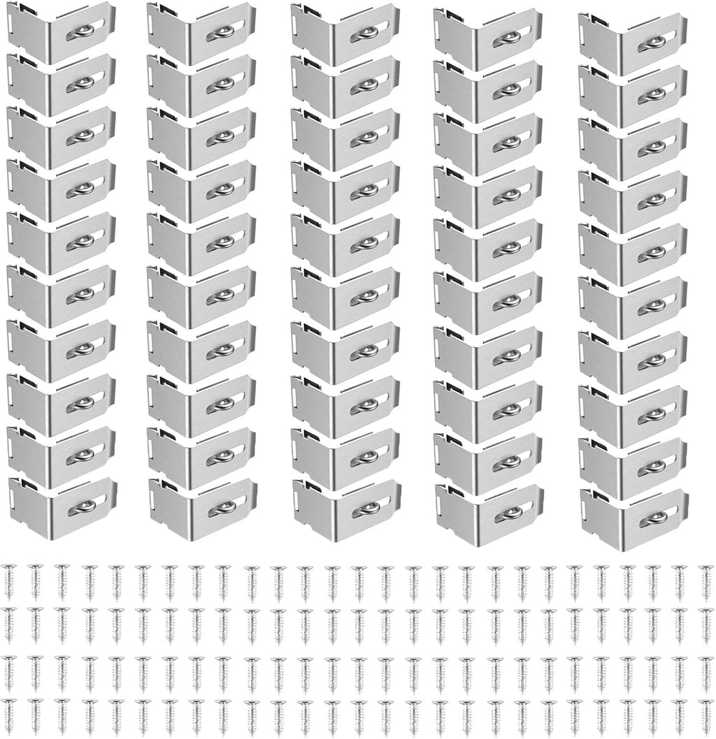 50Pcs Door Hasp Latch Lock, 90 Degree Hasp Right Angle Latch, Heavy Duty 201 Stainless Steel Door Clasp Hasp, for Shed, Barn, Cabinet(5inch)