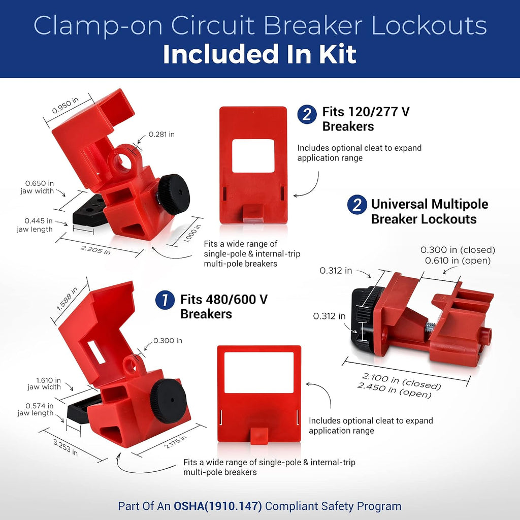 BRADY Lockout Tagout Station with Loto Devices. 6 Keyed Alike Safety Locks, 4 Hasps, Clamp on, Multipole Circuit Breaker Lockouts, Plug Lockout, Cable Lockout 20 Loto Tags. Safety Supply - 153686