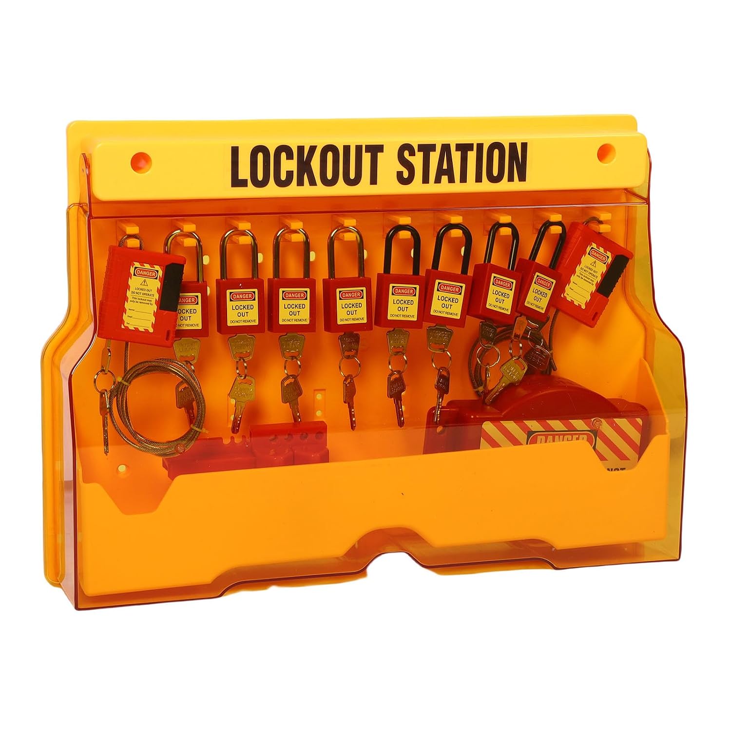 Generic Lockout Tagout Station with Loto Devices, Lock Out Tag Out Kit Wall Board, 8 Padlocks, 20 3 Hasps 6 Circuit Breaker Locks, Electrical Lockouts Kit