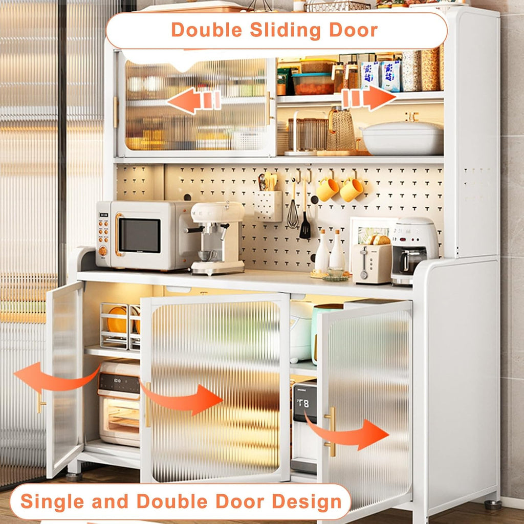 6-Tier Bakers Racks for Kitchens, Kitchen Cabinet, DIY Backplane Creative, Open Operator Console, Large Kitchen Cabinet for Dishes, Pots and Pans (Size : 99cm/39in)