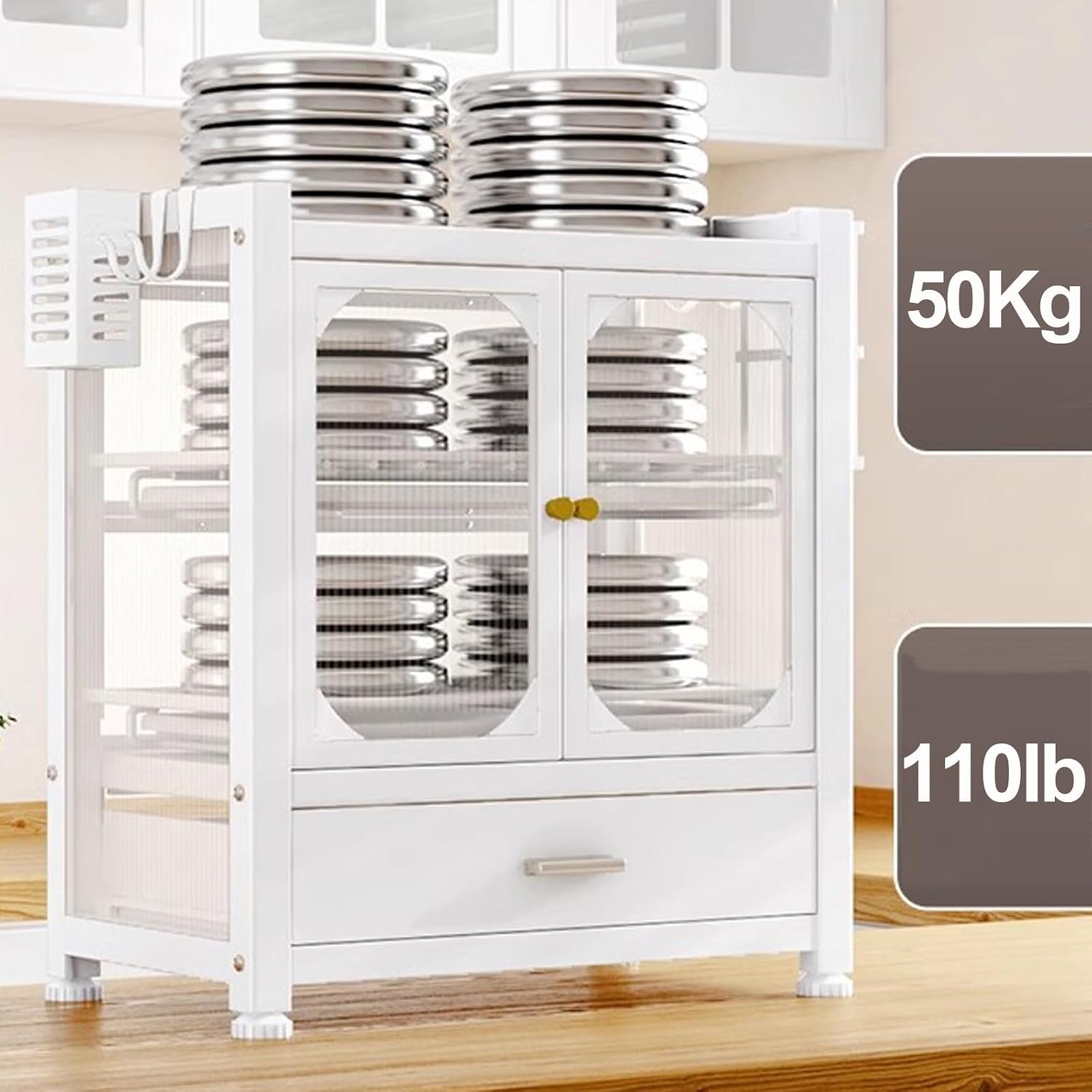 Kitchen Storage Cabinet, Dish Drying Rack, Bakers Rack, Dish Rack for Kitchen Counter, Microwave Stand, Kitchen Cabinets，with Drawer (Color : A)