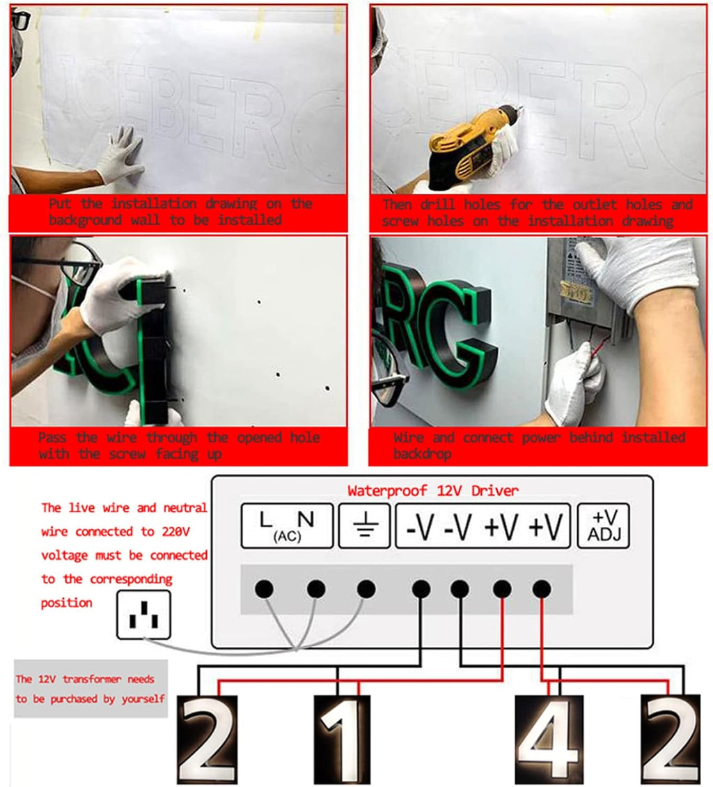 Backlit LED House Number Plaques With Light, 18 Inch Garden Numbers Lighted Address Sign Plate LED Illuminated Address Number Plaques For Outdoor,O